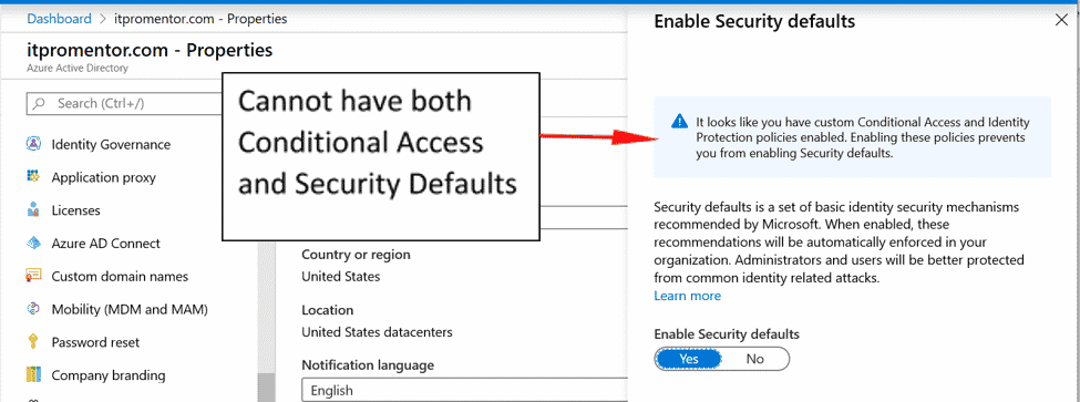 turn off microsoft security defaults