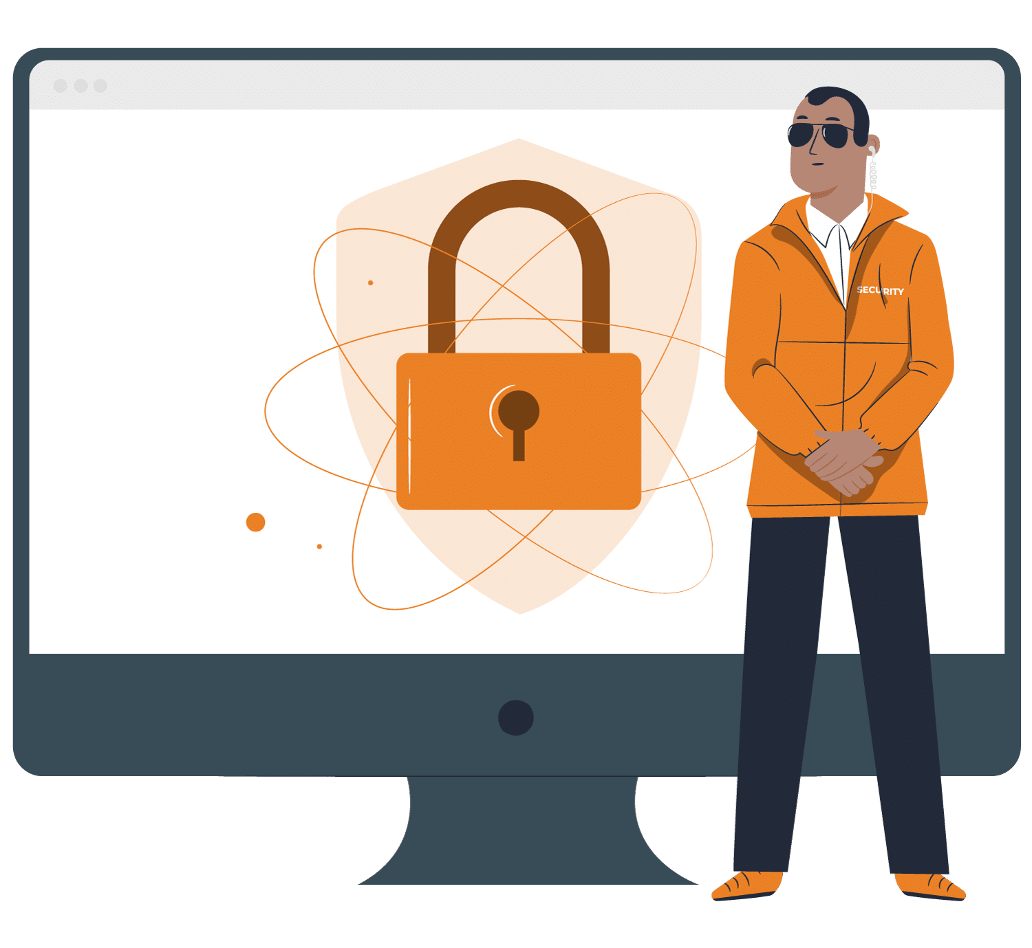 Animation of a security guard protecting a network